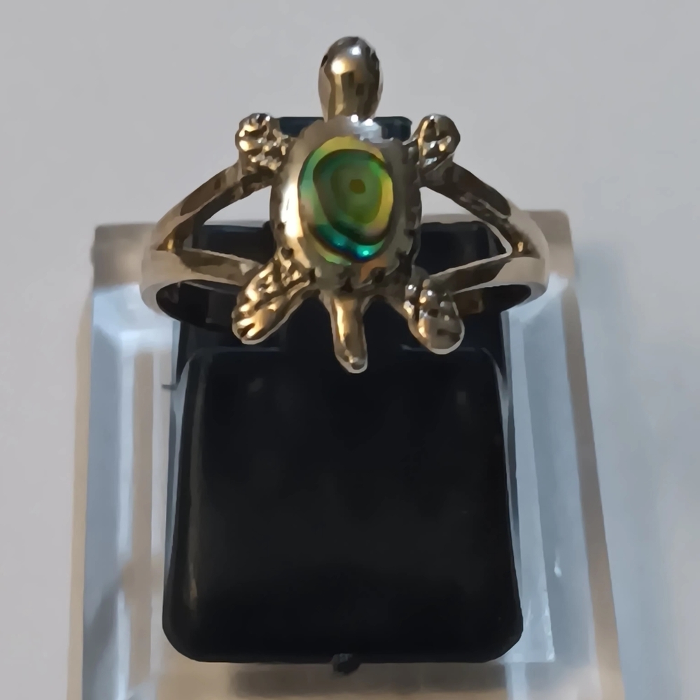 RING STERLING SILVER TURTLE ABALONE SIZE 5.5